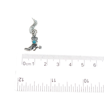 PACIFIC JEWELRY Old Pawn 925 Sterling Turquoise Mexico Cowboy Shoe Mini Pendant