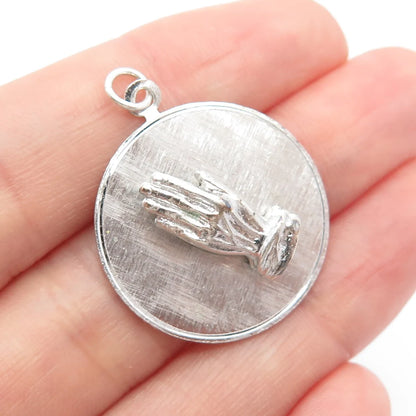 925 Sterling Silver Vintage Griffith & Sons Co Hands In Prayer Pendant