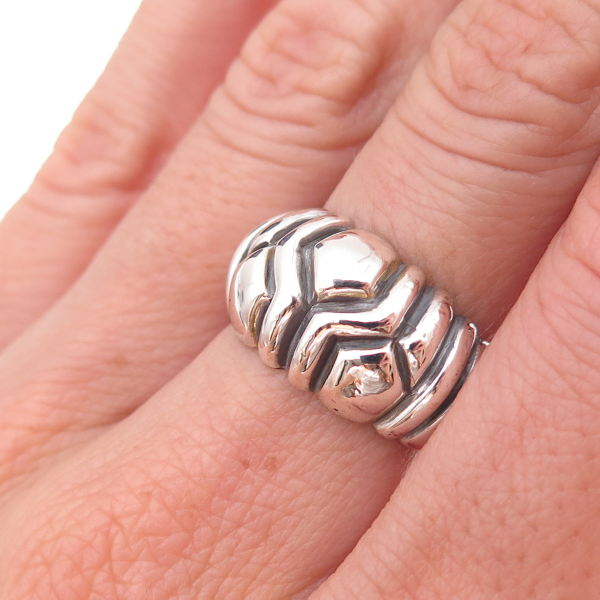 Bogart 925 Sterling Silver Vintage 1988 London Modernist Oxidized Ring Size 6.75