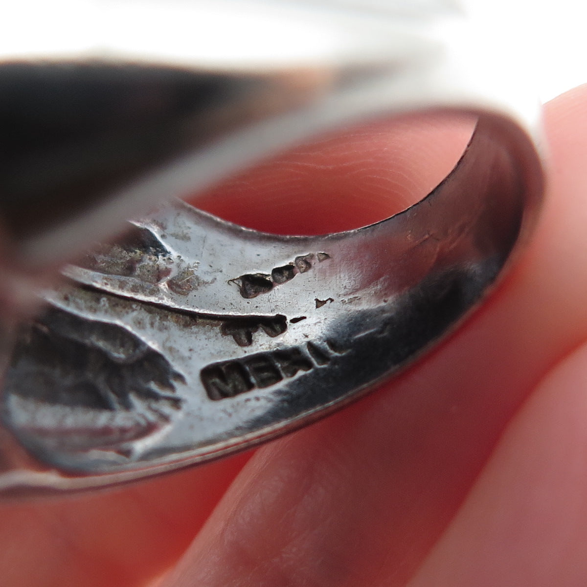 925 Sterling Silver Vintage Mexico Modernist Ribbed Dome Oxidized Ring Size 7