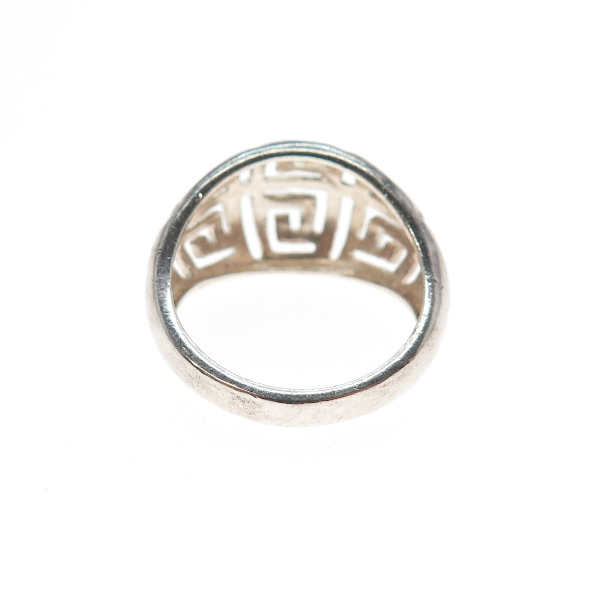 925 Sterling Silver Vintage Greek Maze Oxidized Dome Ring Size 6