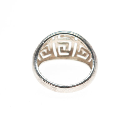 925 Sterling Silver Vintage Greek Maze Oxidized Dome Ring Size 6