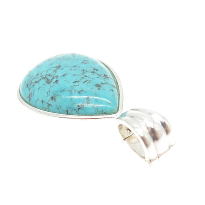 WHITNEY KELLY 925 Sterling Silver Vintage Real Turquoise Gem Drop Pendant