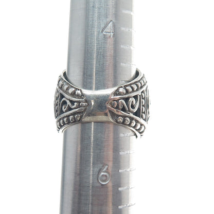SARDA Sterling Silver Vintage Smoky Quartz Granulated Oxidized Ring Size 5.25