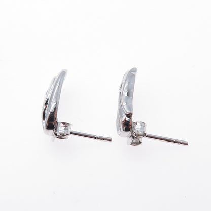 925 Sterling Silver Round-Cut C Z Floral Earrings
