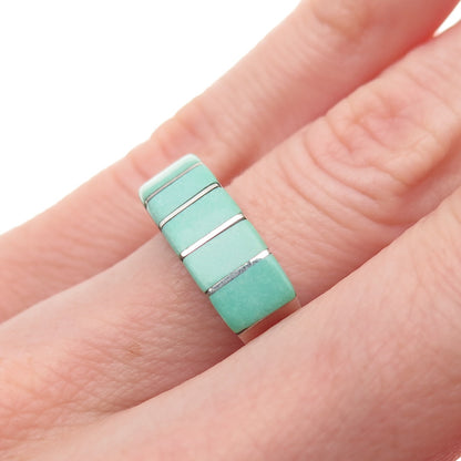 Old Pawn 925 Sterling Silver Vintage Southwestern Turquoise Ring Size 5.25