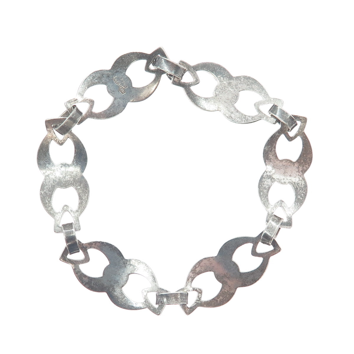 ORBE 925 Sterling Silver Vintage Italy Modernist Infinity Link Bracelet 7.25"