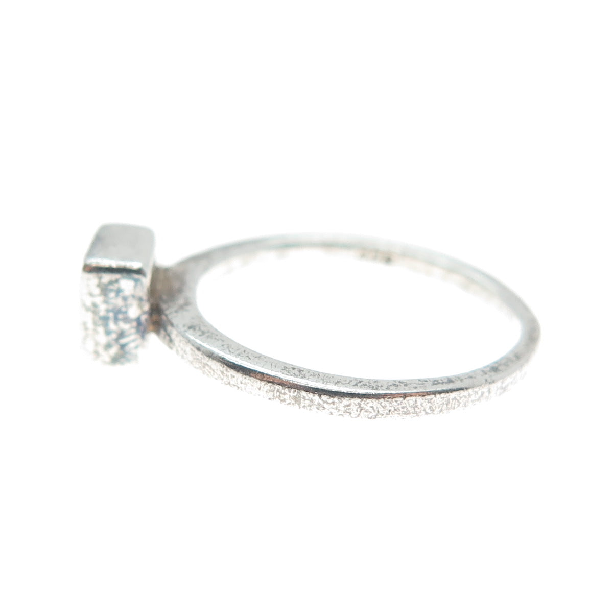 925 Sterling Silver Vintage Princess-Cut C Z Engagement Ring Size 5.25
