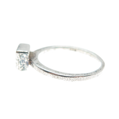 925 Sterling Silver Vintage Princess-Cut C Z Engagement Ring Size 5.25