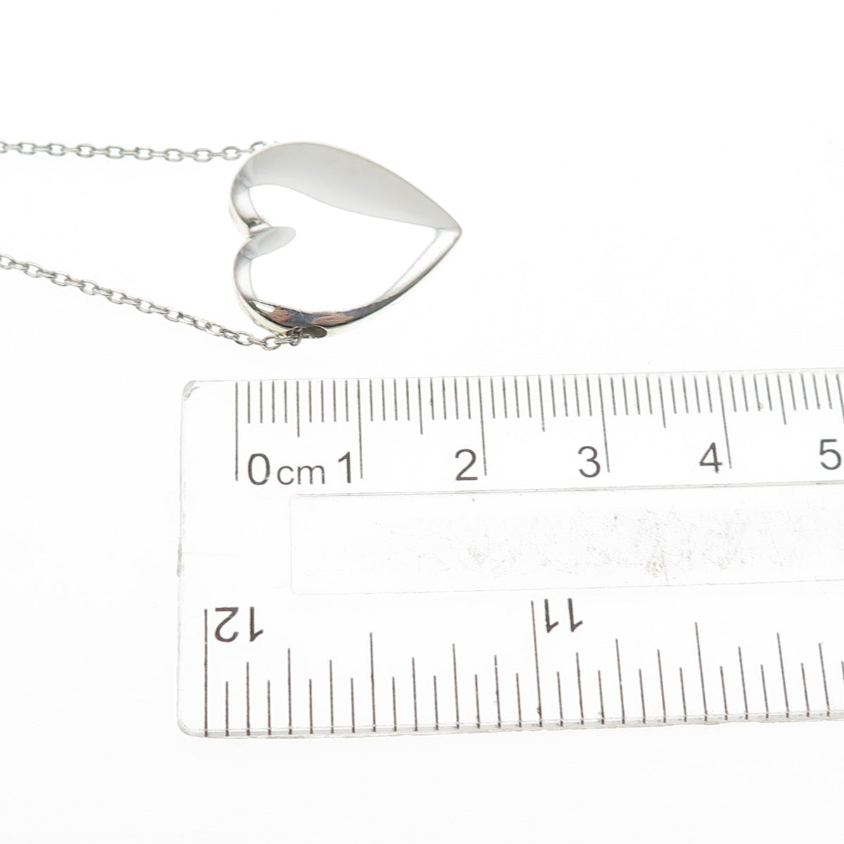 925 Sterling Silver Vintage Heart Slide Pendant Cable Chain Necklace 14-16"