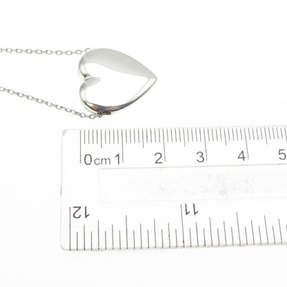 925 Sterling Silver Vintage Heart Slide Pendant Cable Chain Necklace 14-16"