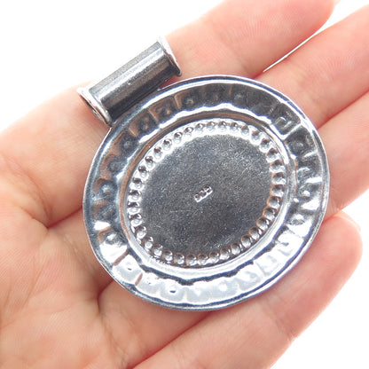 925 Sterling Silver Vintage Optic Fiber Cat's Eye Oxidized Slide Pendant