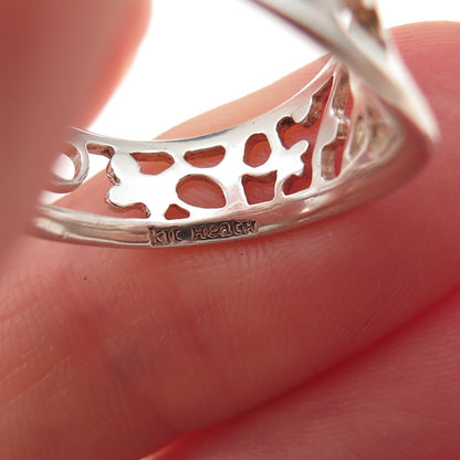 Kit Heath 925 Sterling Silver Vintage Modernist Twisted Oxidized Ring Size 6.25