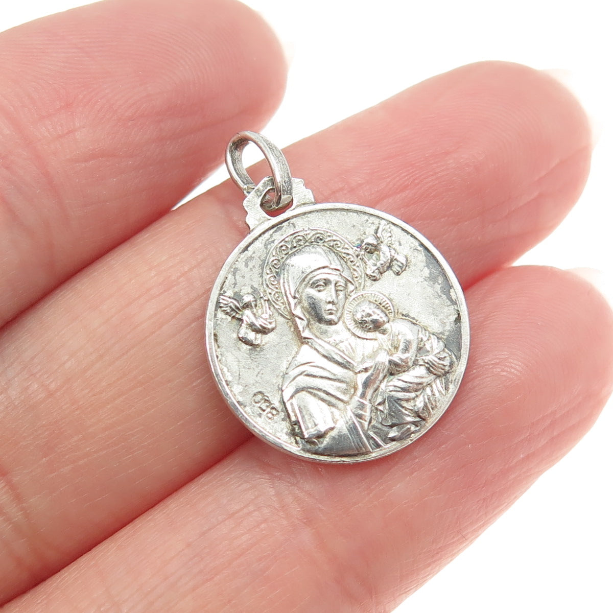 800 Silver Vintage Pope Paulus VI Pontifex Max. Religious Charm Pendant