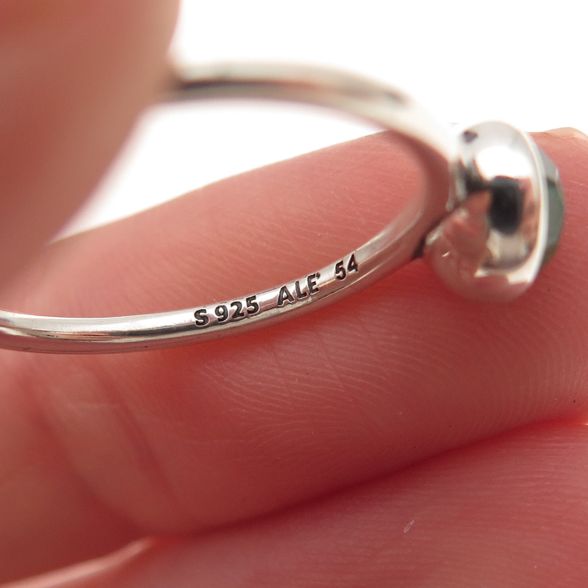 Pandora 925 Sterling Silver Green Crystal August Birthday Blooms Ring Size 7