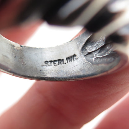 JOSEPH MASANIELLO 925 Sterling Silver Vintage Modernist Oxidized Ring Size 7.75