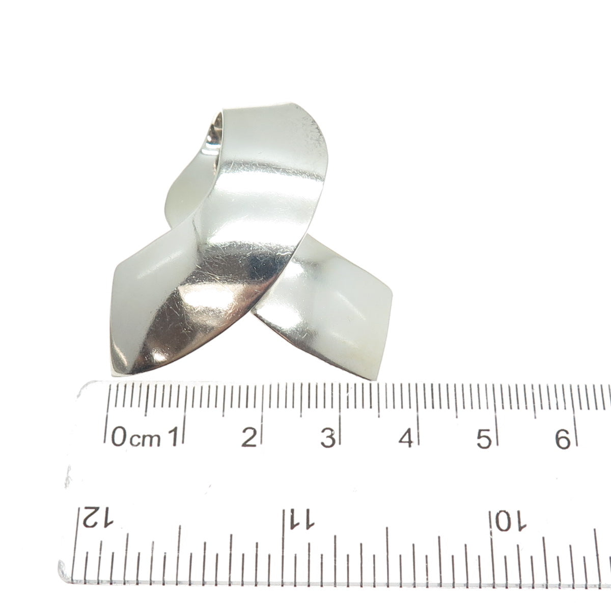 925 Sterling Silver Vintage Mexico Modernist Ribbon Pin Brooch