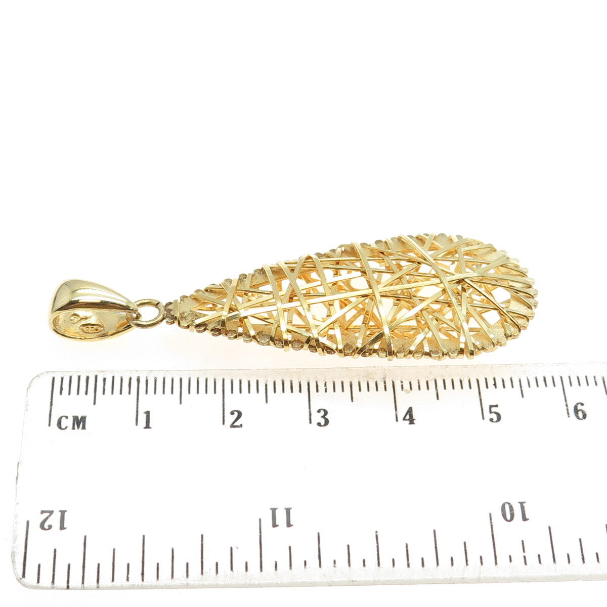 GIOIELLI DI VALENZA 925 Sterling Silver Gold Plated Modernist Teardrop Pendant