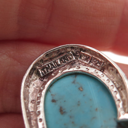 SX Sally C 925 Sterling Silver Vintage Real Turquoise Heart Pendant