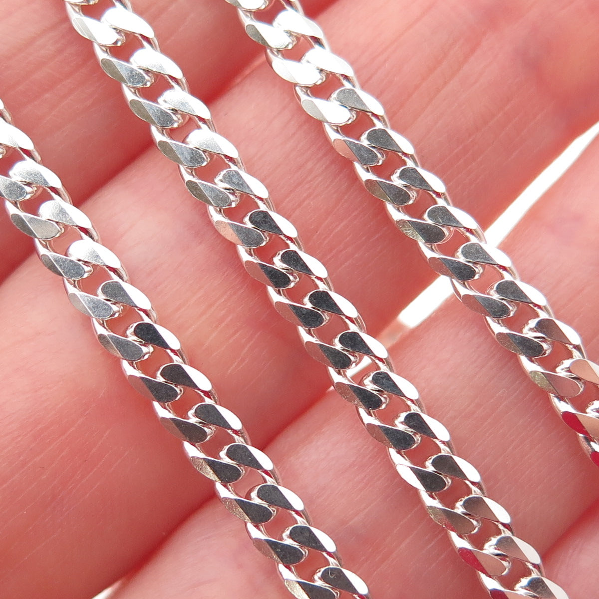 925 Sterling Silver Vintage Italy Cuban Chain Necklace 16"