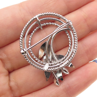 CARL ART Sterling Silver Antique Art Deco Canary Rhinestone Floral Pin Brooch