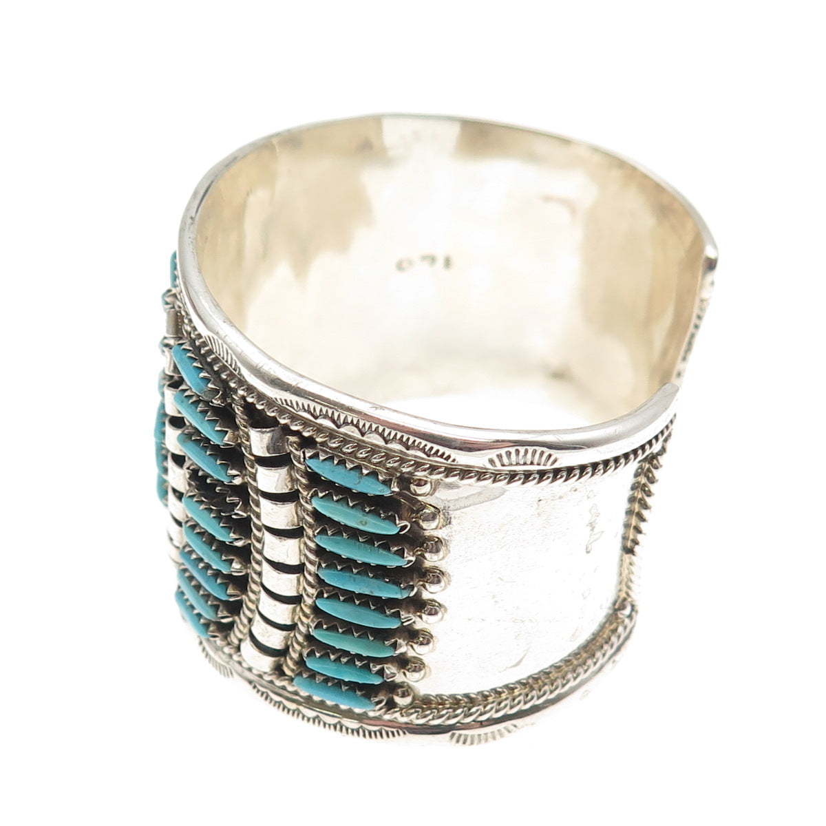 Charlie John Old Pawn Sterling Turquoise Needlepoint Bracelet 6" (missing stone)
