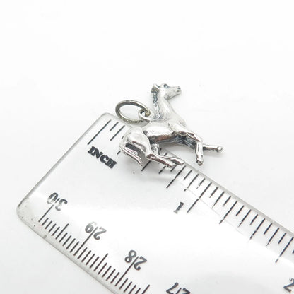 925 Sterling Silver Vintage Trote Y Galope Horse 3D Charm Pendant