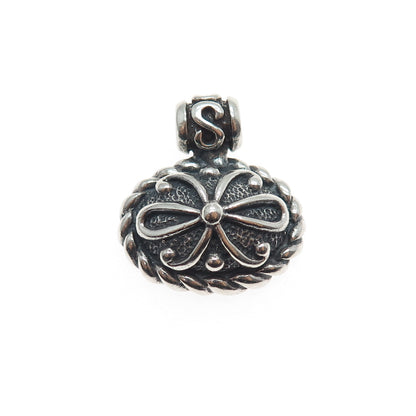 SIDNEY EVAN 925 Sterling Silver Vintage Flower Oxidized Charm Pendant