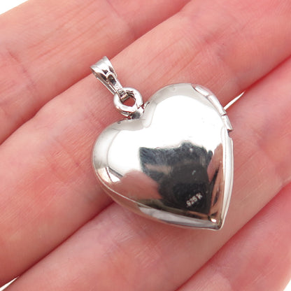 Tru-Kay 925 Sterling Silver Vintage Real MOP Heart Locket Charm Pendant