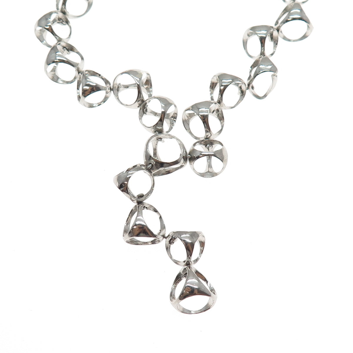 925 Sterling Silver Vintage Modernist Chain Necklace 16-18"