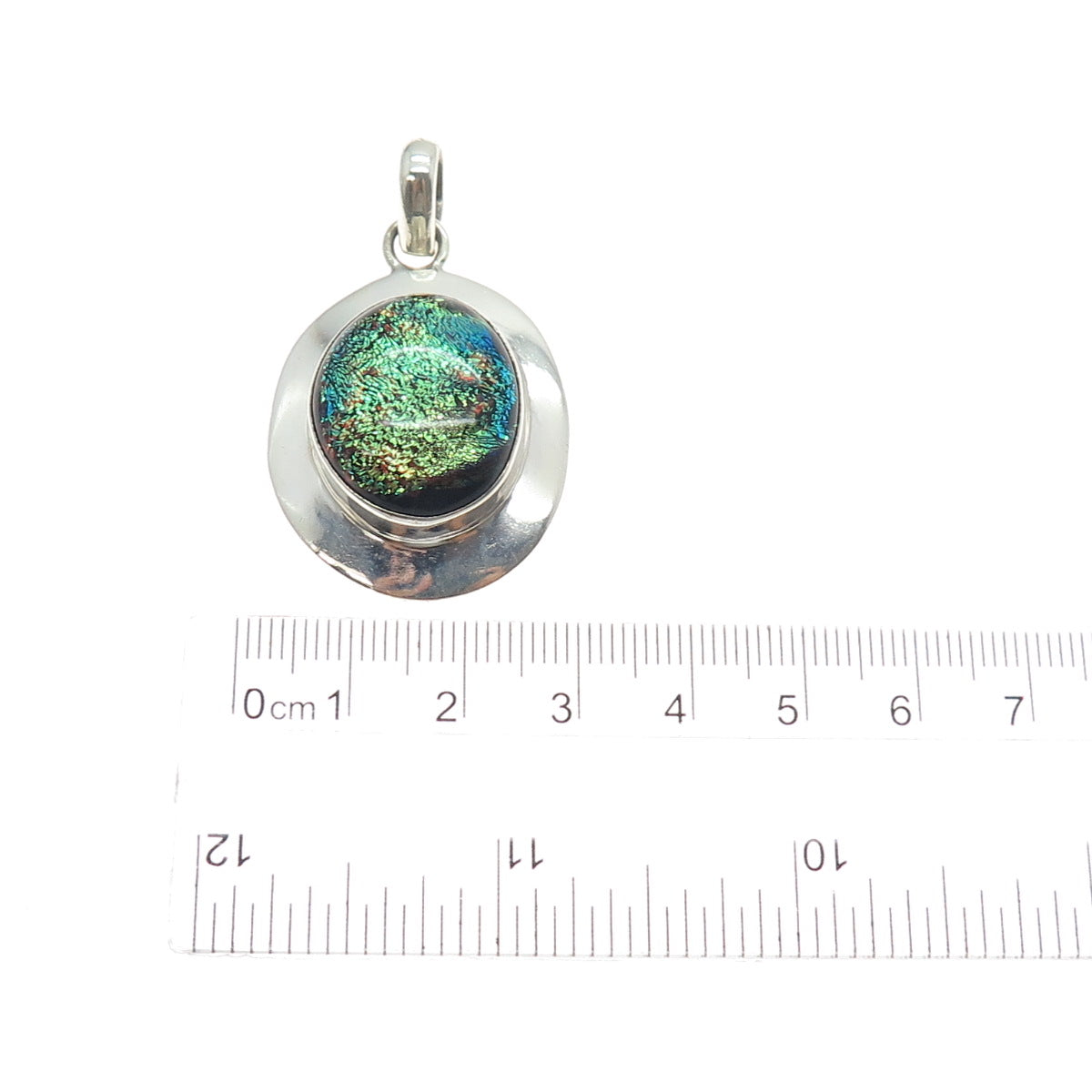 925 Sterling Silver Vintage Dichroic Glass Modernist Charm Pendant