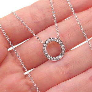 925 Sterling Silver Round-Cut C Z Letter O Initial Cable Chain Necklace 18-20"