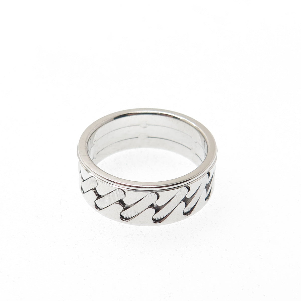 NEOS 925 Sterling Silver Textured Sewing Stitches Band Ring Size 8.75