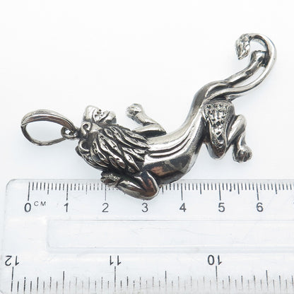 FRENCH & FRANKLIN 925 Sterling Silver Vintage Lion Oxidized Pendant