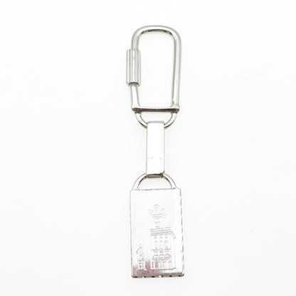 800 Silver Vintage Italy Engraved Chapel Key Fob Ring Holder
