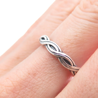 PANDORA 925 Sterling Silver Oxidized Twisted Band Ring Size 6.75