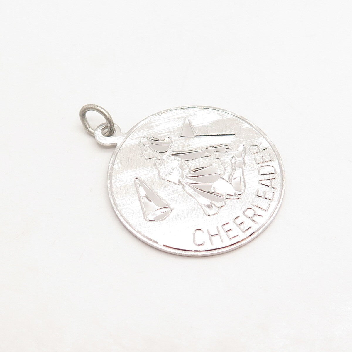 925 Sterling Silver Vintage "Cheerleader" Round Pendant