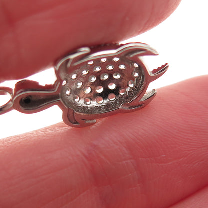 925 Sterling Silver Round-Cut C Z Turtle Mini Charm Pendant