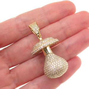 925 Sterling Silver Gold Plated Round-Cut C Z Baby Pacifier 3D Pendant