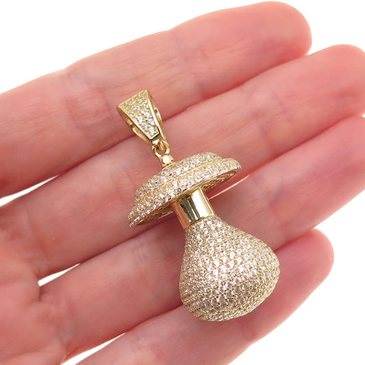 925 Sterling Silver Gold Plated Round-Cut C Z Baby Pacifier 3D Pendant