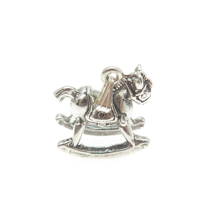 925 Sterling Silver Vintage Rocking Horse 3D Pendant