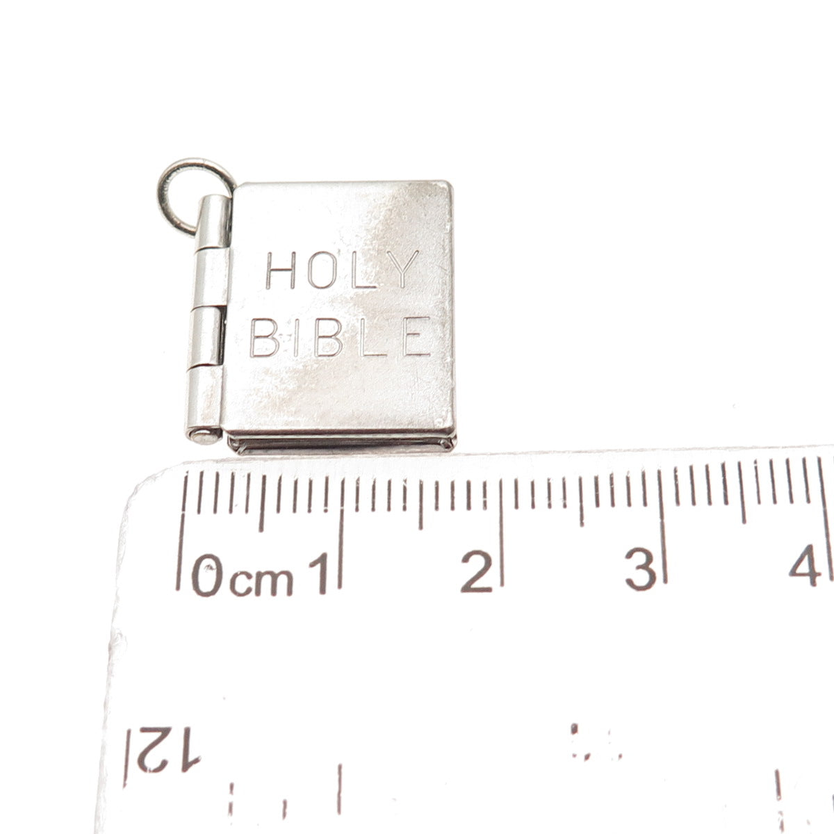 Wells 925 Sterling Silver Antique Art Deco Holy Bible Locket Mini Charm Pendant