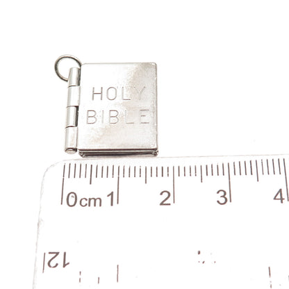 Wells 925 Sterling Silver Antique Art Deco Holy Bible Locket Mini Charm Pendant