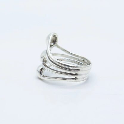 925 Sterling Silver Vintage Beaded Multi-Bar Ring Size 7.75