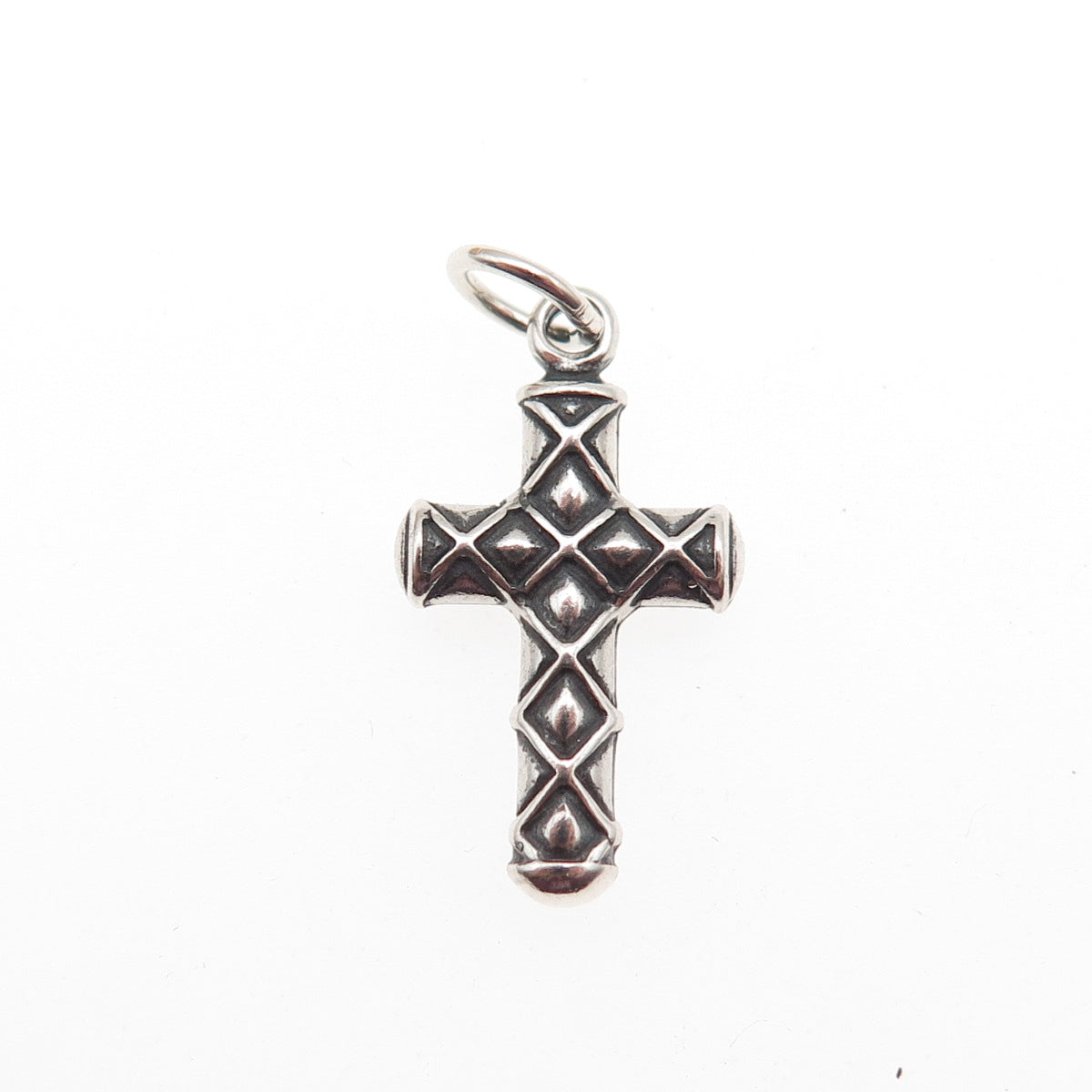 925 Sterling Silver Vintage Cross Oxidized Mini Charm Pendant