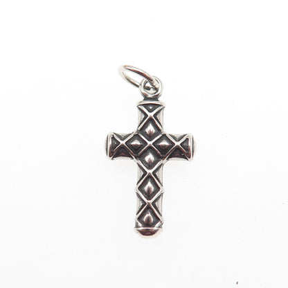 925 Sterling Silver Vintage Cross Oxidized Mini Charm Pendant