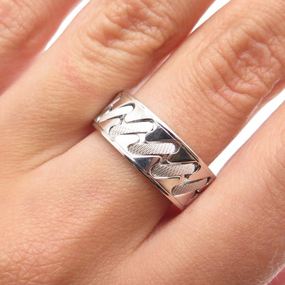NEOS 925 Sterling Silver Textured Sewing Stitches Band Ring Size 7.75