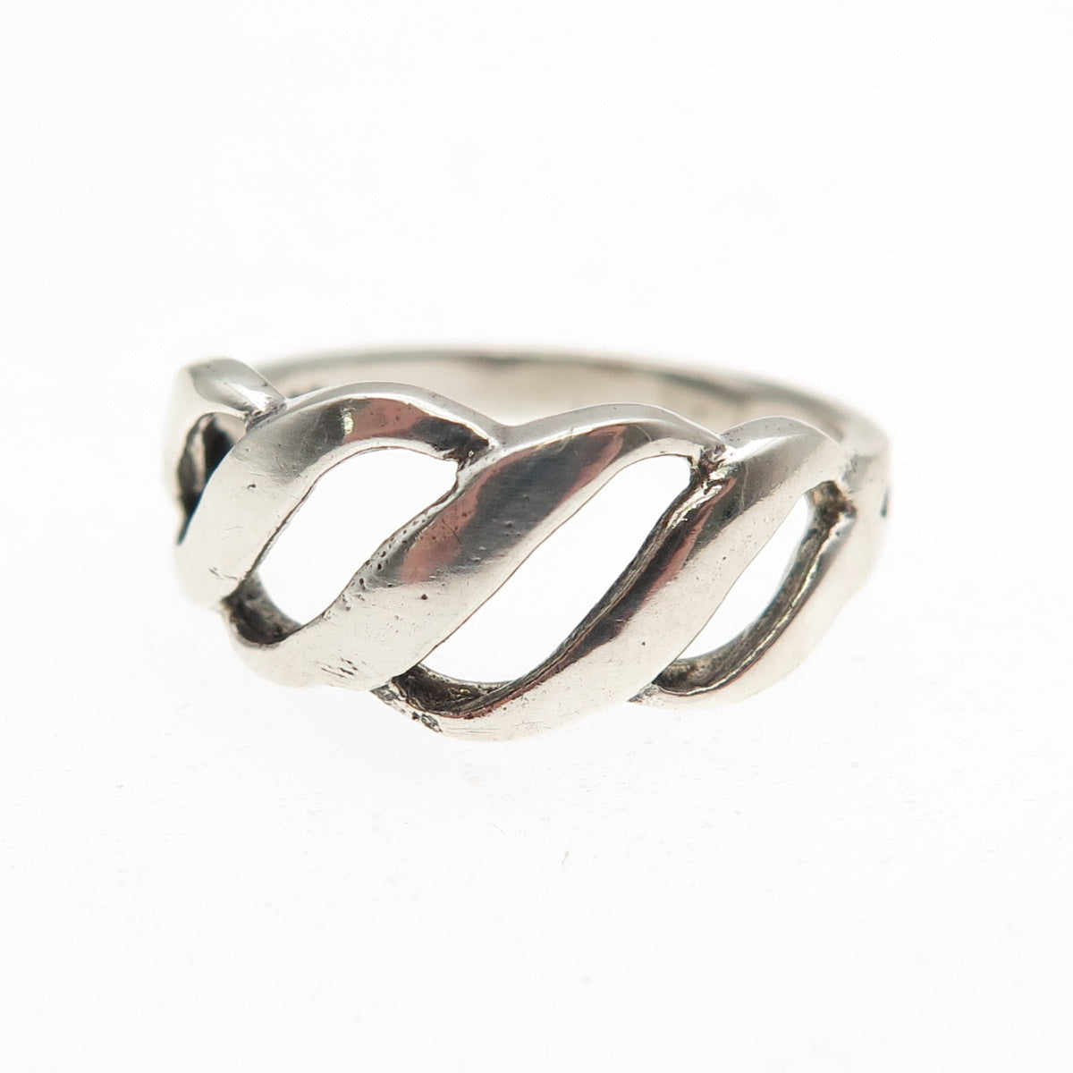 925 Sterling Silver Vintage Modernist Ribbed Oxidized Ring Size 6.75