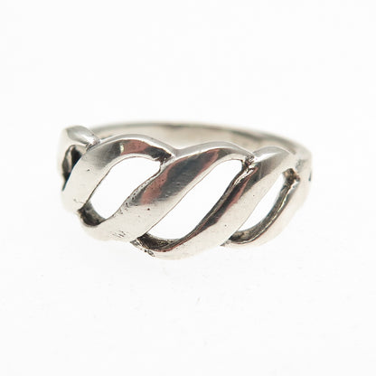 925 Sterling Silver Vintage Modernist Ribbed Oxidized Ring Size 6.75