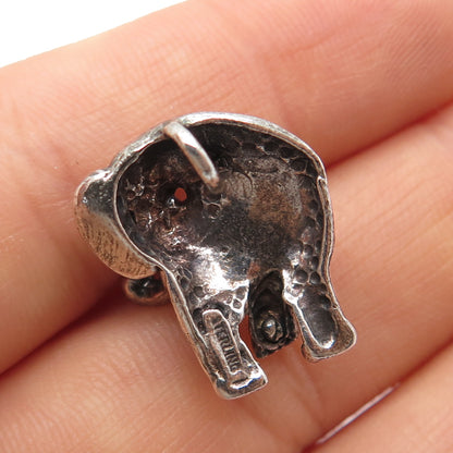 925 Sterling Silver Vintage Elephant Oxidized Minimalist Charm Pendant